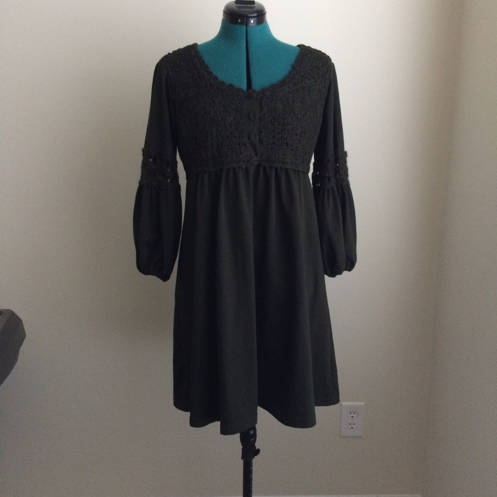 New Directions Baby Doll Drk Green Dress 12 Petite